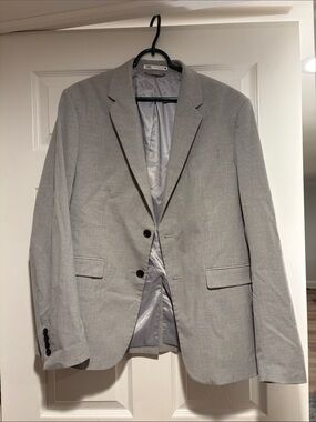 Zara Men's Light Gray Single-Breasted Blazer